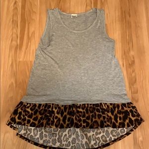 Leopard/ gray tank